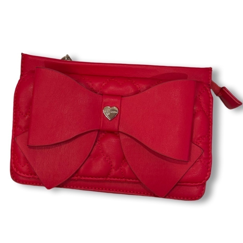 Betsey Johnson adorable red clutch/crossbody bag